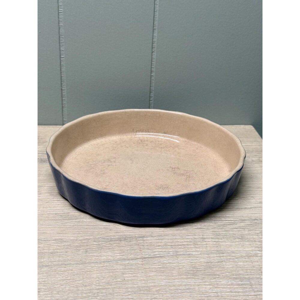 Vintage Cobalt Blue 7.5” Stoneware Pie Plate / Baking Dish